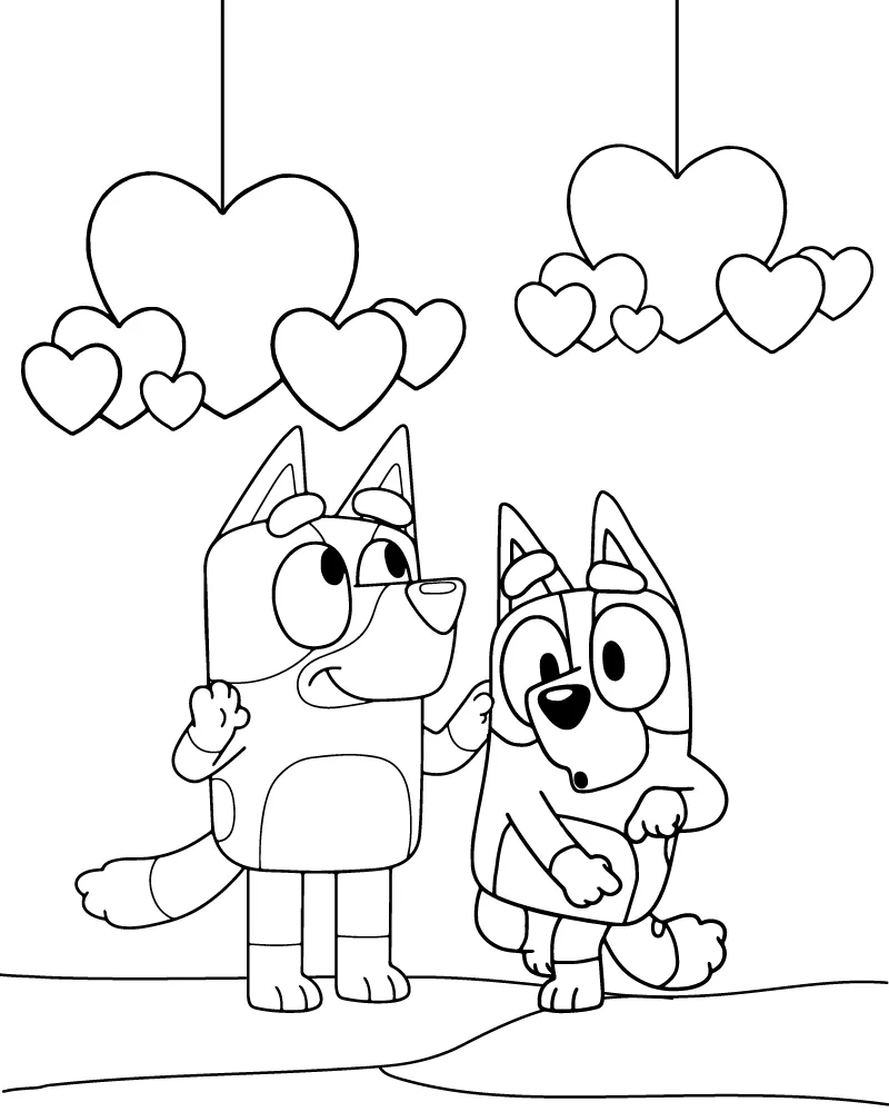Bluey Valentines Coloring Page Coloring Page