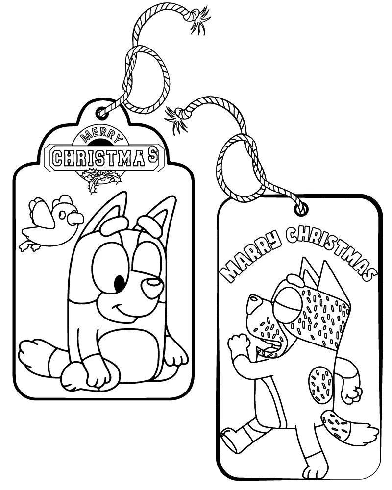 Bluey and Bingo Christmas Coloring Page
