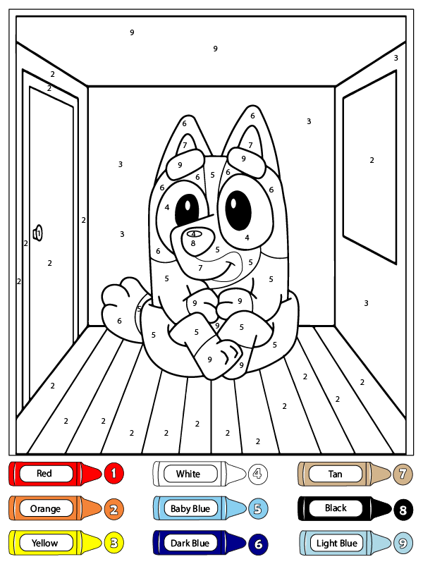 Bluey Ready to Hug Color by Number Coloring Page - Free Printable ...