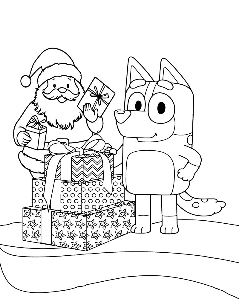 Bluey Christmas Party Coloring Page