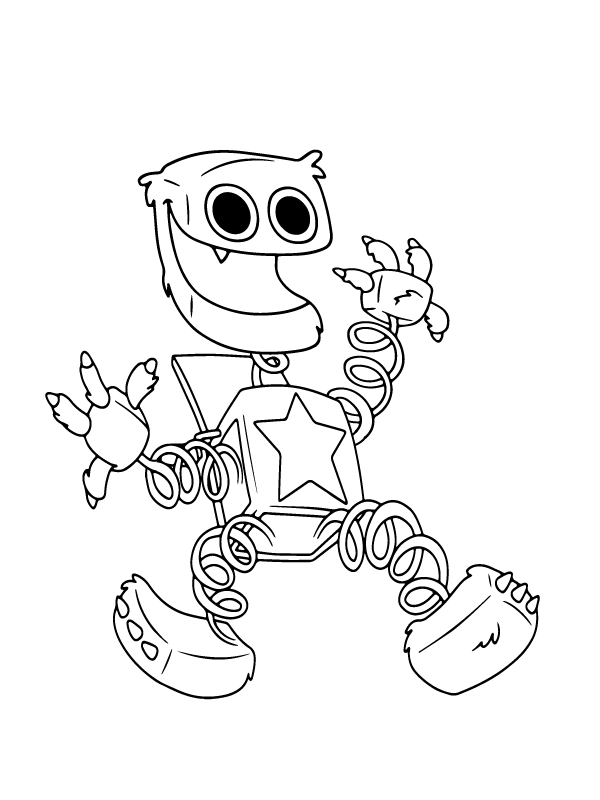 Coloring page Project Playtime : Boxy Boo leaping. 2