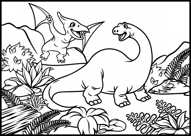 Brontosaurus Family Coloring Page - Free Printable Coloring Pages for Kids