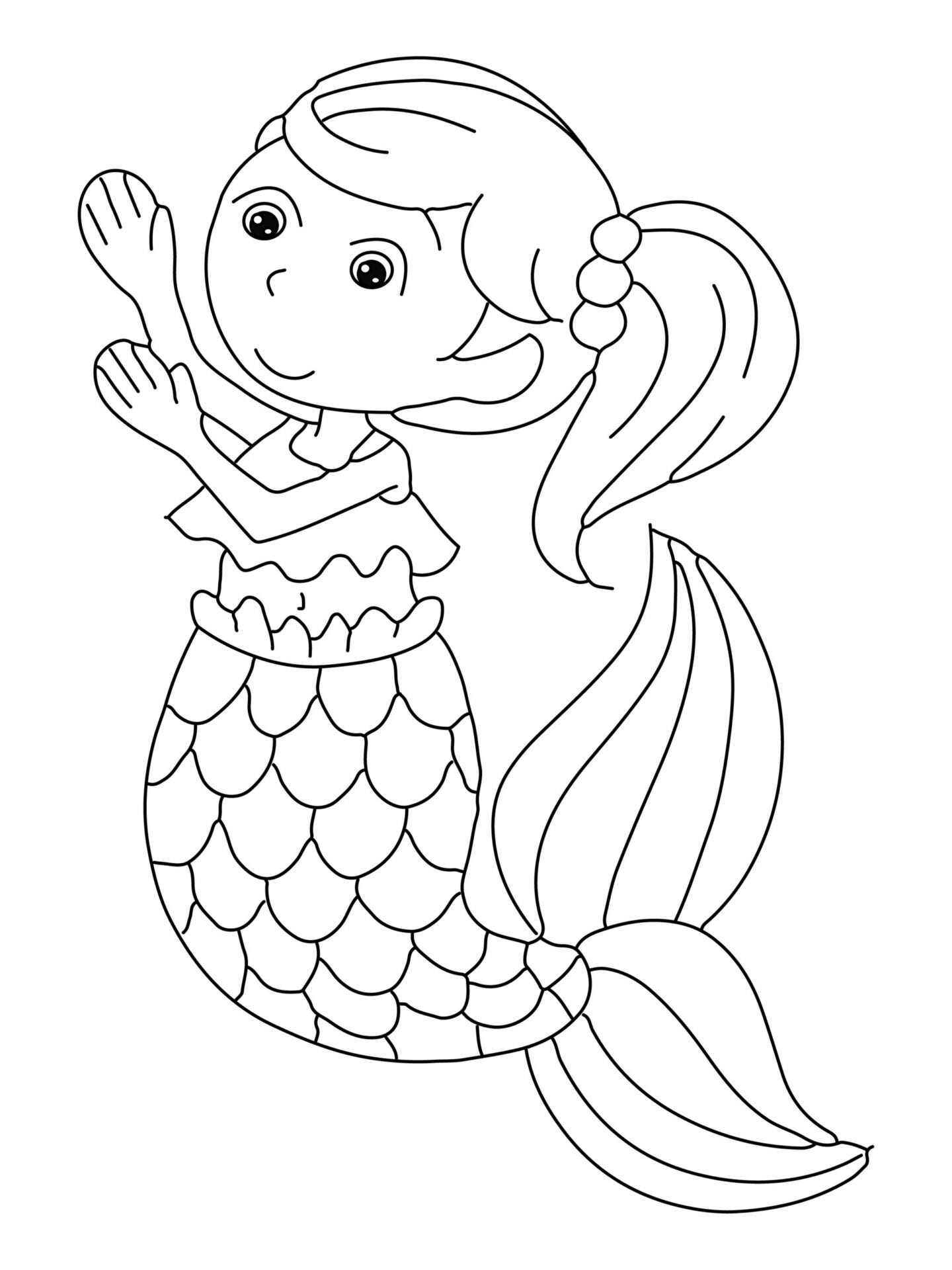 pretty Mermaid Coloring Page - Free Printable Coloring Pages for Kids