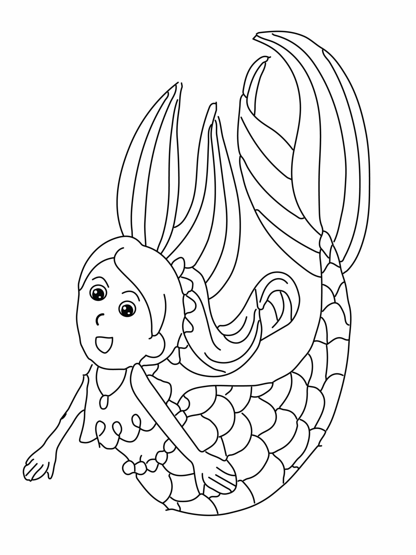 sweet Mermaid Coloring Page - Free Printable Coloring Pages for Kids