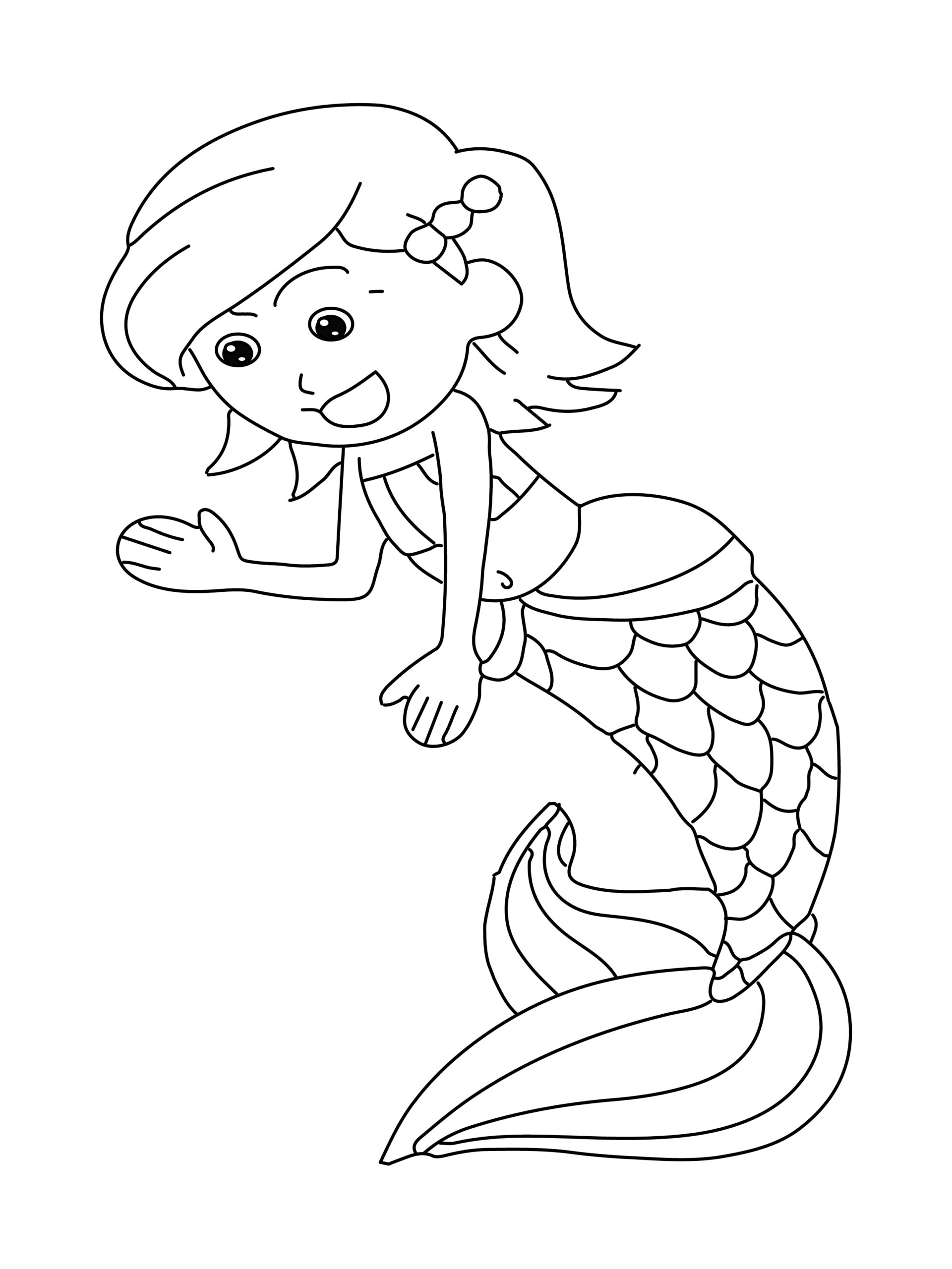 Cute Mermaid Coloring Page - Free Printable Coloring Pages for Kids
