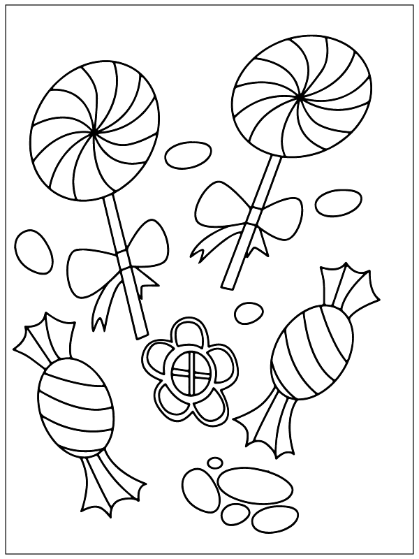 Candy Lollipops and Chocolate Coloring Page - Free Printable Coloring ...