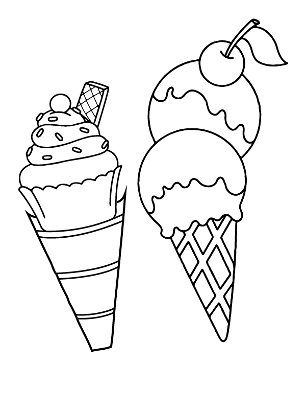 Satisfying Cream Cone Coloring Page - Free Printable Coloring Pages for ...