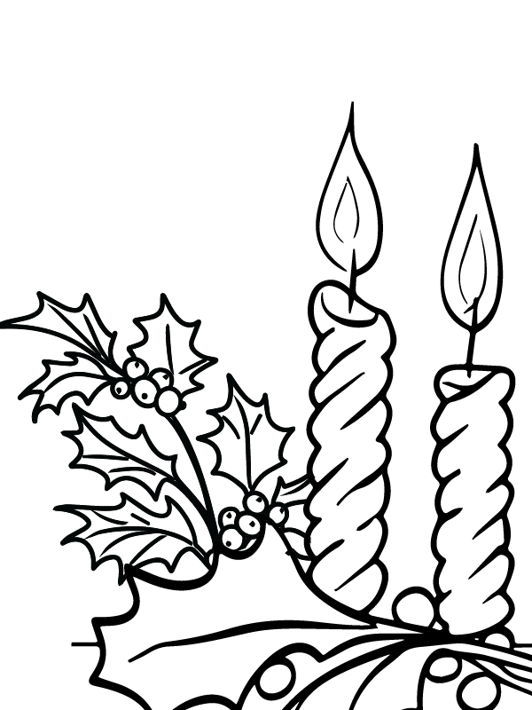 Christmas Flowers and Candles Coloring Page - Free Printable Coloring ...