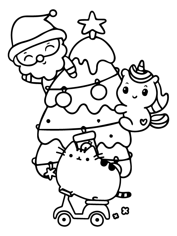 Christmas Pusheen Free Printable - Coloring Pages