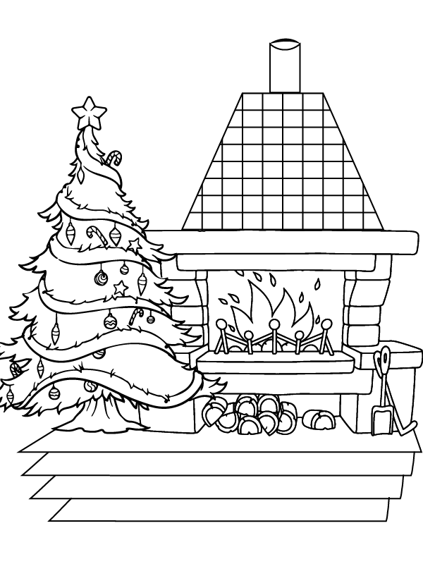 Christmas Tree and Fireplace Printable