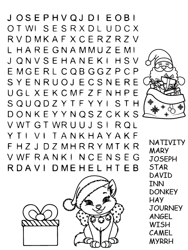 Christmas Word Search Print Free
