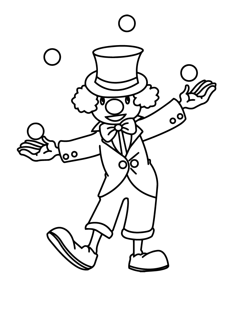 Circus Clown Exhibition Coloring Page - Free Printable Coloring Pages ...