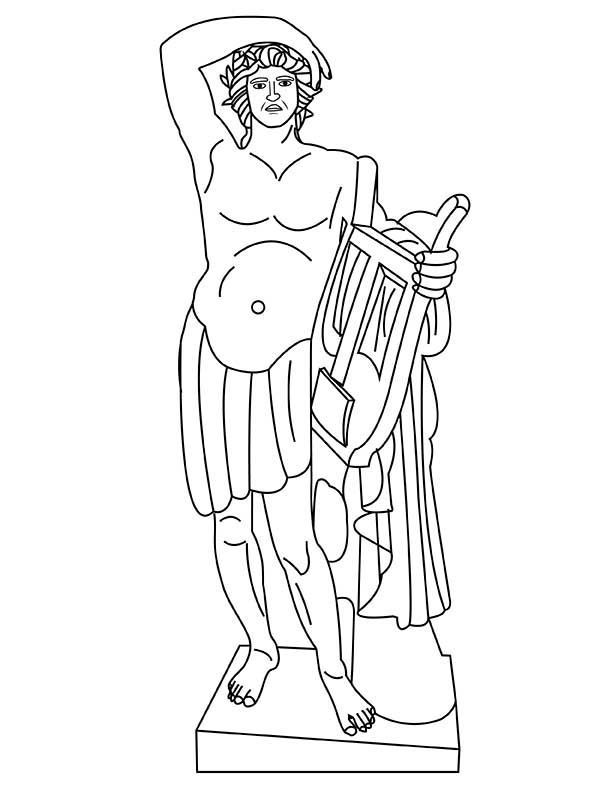 Coloring Page: Apollo with his lyre