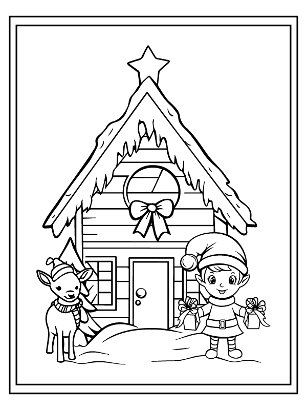 Cute House Christmas Card Coloring Page - Free Printable Coloring Pages ...