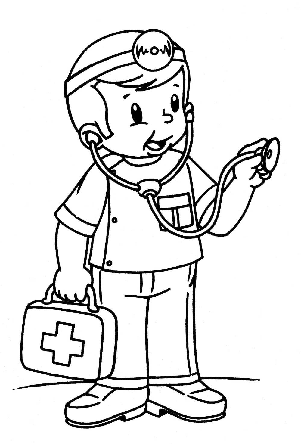 Cute Kid Doctor Coloring Page Free Printable Coloring Pages for Kids