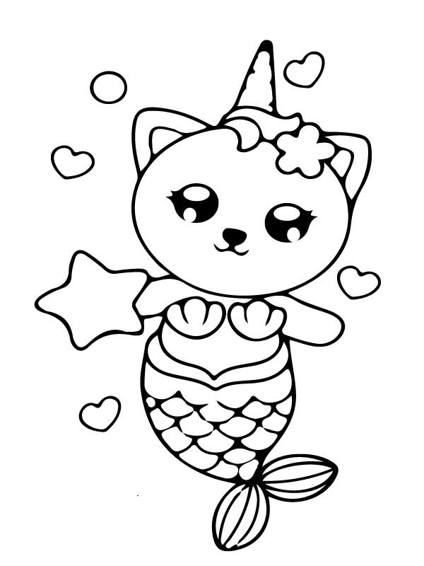 Cutie Mermaid Coloring Page - Free Printable Coloring Pages for Kids