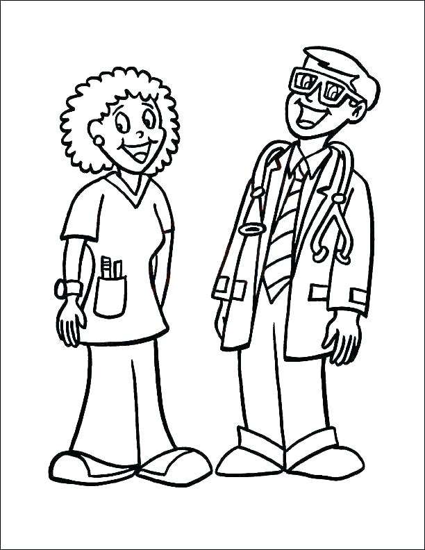 Doctor And Nurse Coloring Page Free Printable Colorin