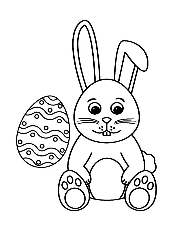 Easter Bunny and Egg Coloring Page - Free Printable Coloring Pages for Kids