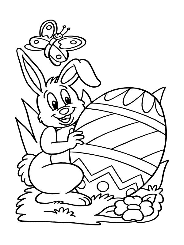 Easter Bunny and Huge Egg - Coloring Pages