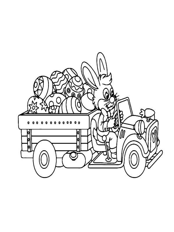 Easter Eggs in Truck Coloring Page - Free Printable Coloring Pages for Kids