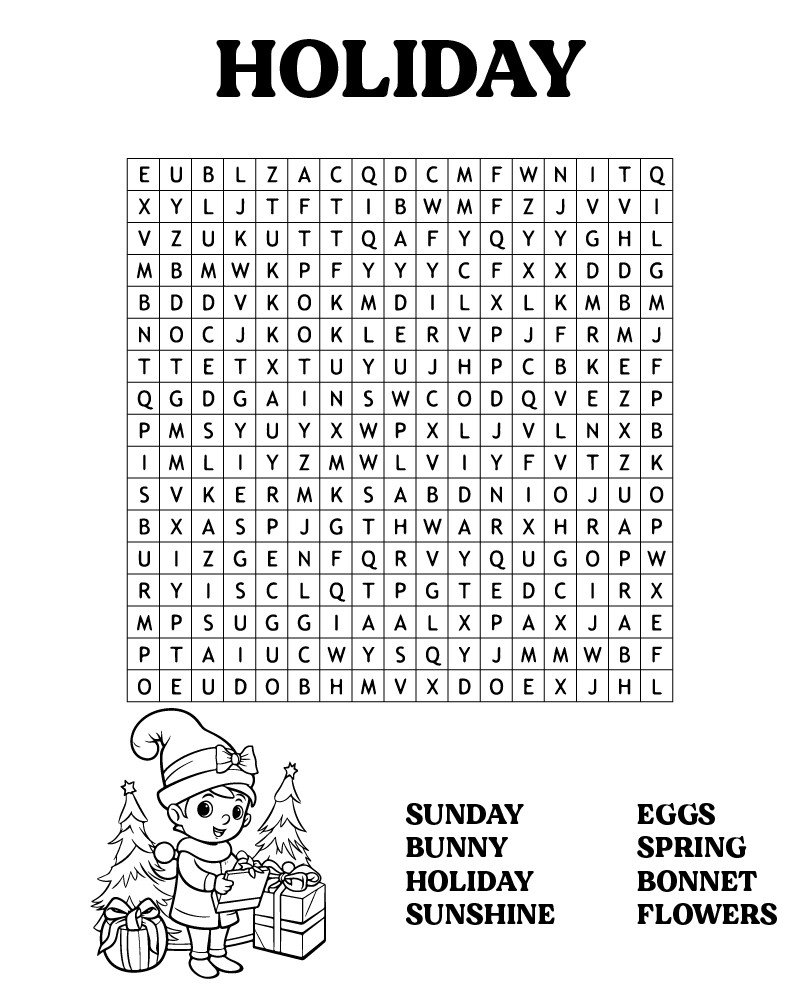 Easter Word Searches Holiday Coloring Page - Free Printable Coloring ...