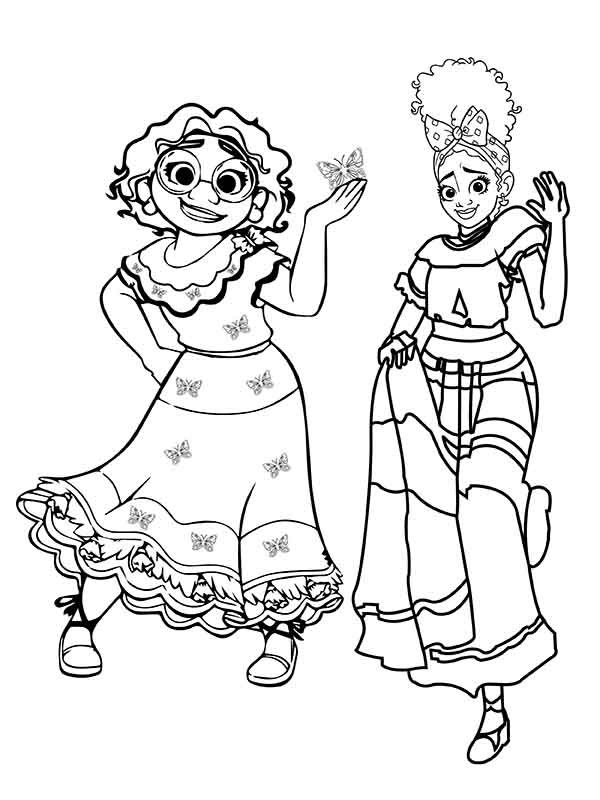Encanto Dolores and Mirabel Coloring Page - Free Printable Coloring