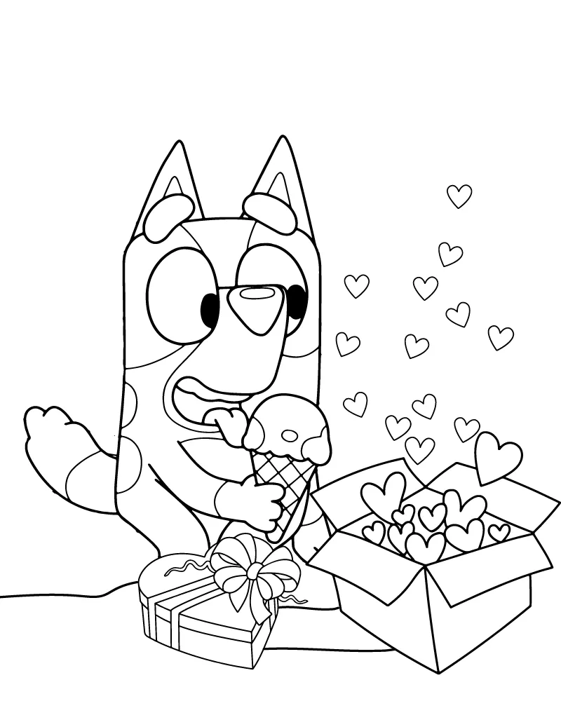 Bluey Valentines Coloring Page Coloring Page