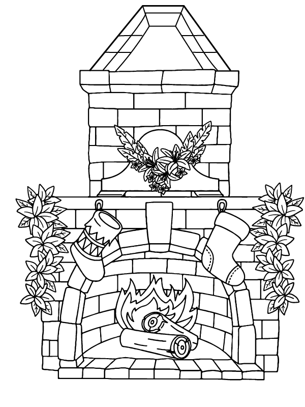 Free Christmas Fireplace Coloring Page - Free Printable Coloring Pages ...