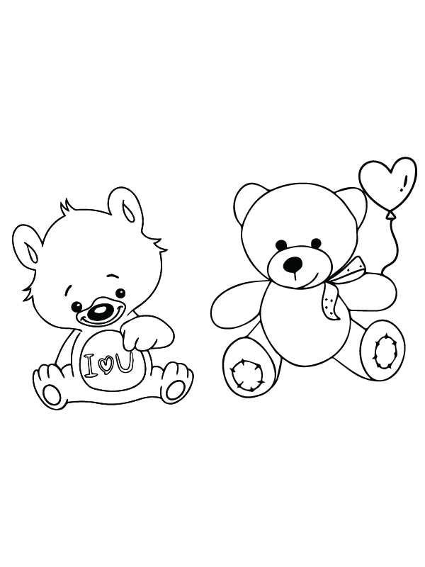 Free Printable Teddy Bear Valentines - Coloring Pages