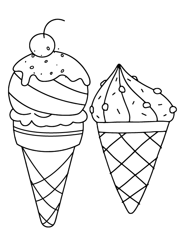 Flavorful Cream Cone Coloring Page - Free Printable Coloring Pages for Kids