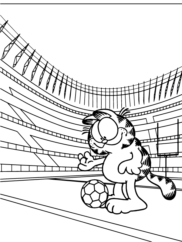 Garfield Practicing Soccer Färbung Seite - Kostenlose druckbare ...