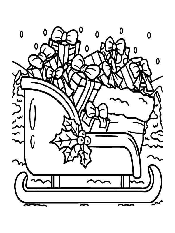 Gifts on Santa's Sleigh Coloring Page - Free Printable Coloring Pages ...