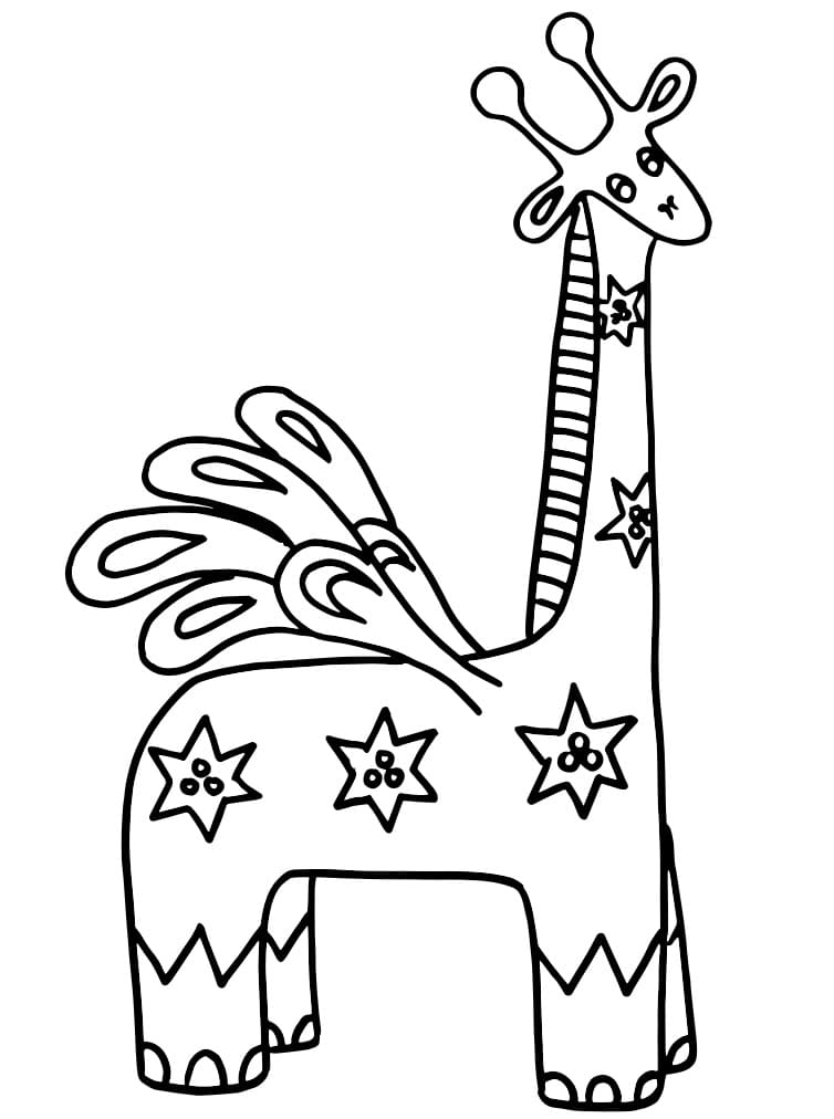 Giraffe with Wings Alebrijes Coloring Page - Free Printable Coloring Pages  for Kids