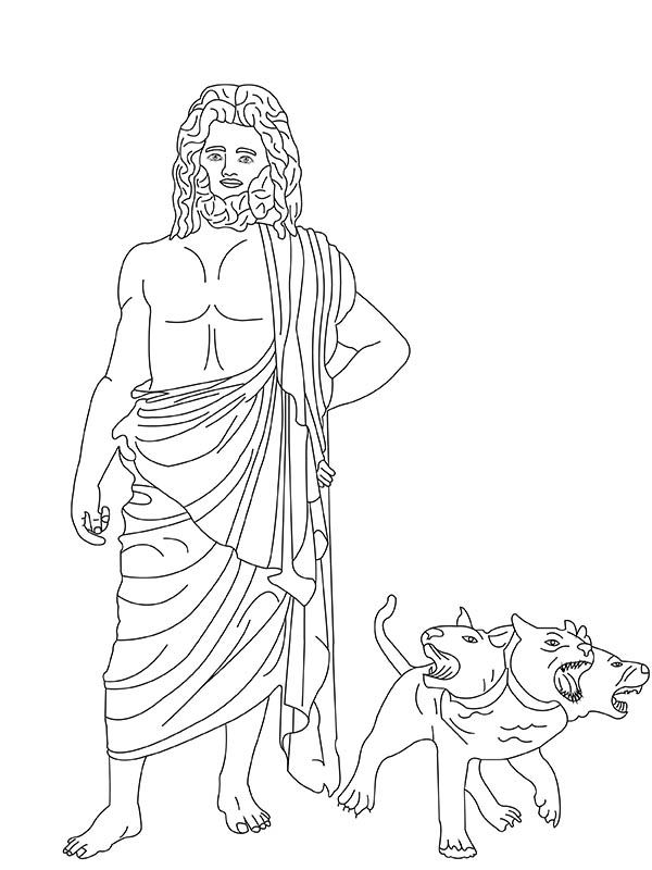 Greek God Hades and Cerberus Coloring Page - Free Printable Coloring ...