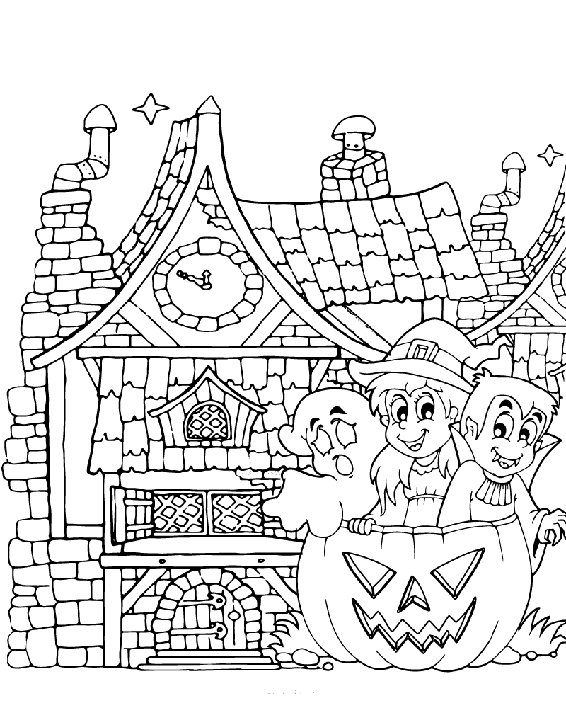 Halloween Cemetery Coloring Page For Adults