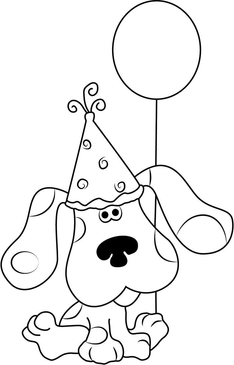 blue coloring page in black and white blues clues