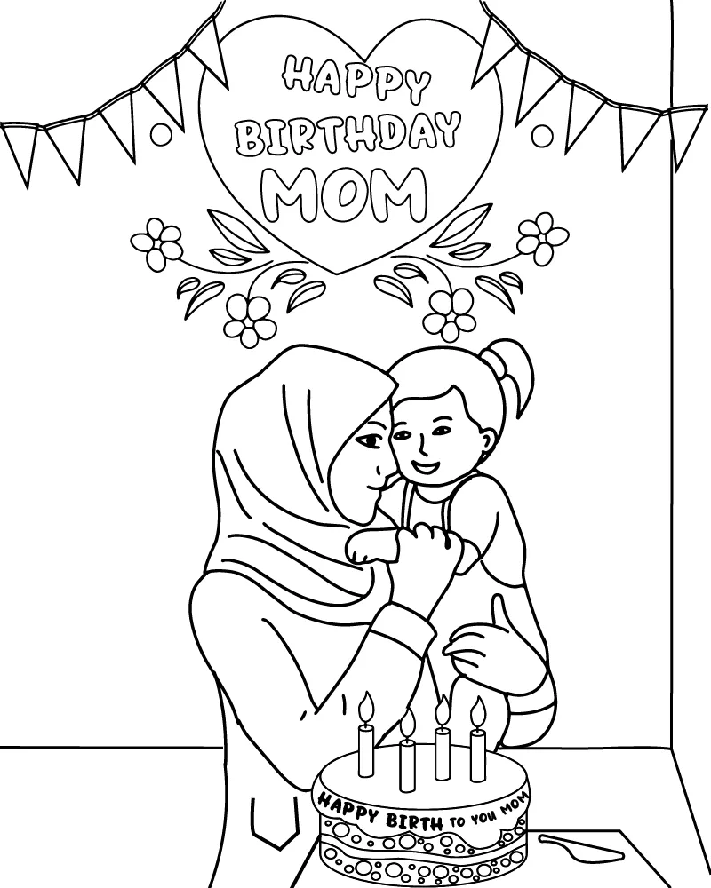 Cute Mom Superhero Coloring Page