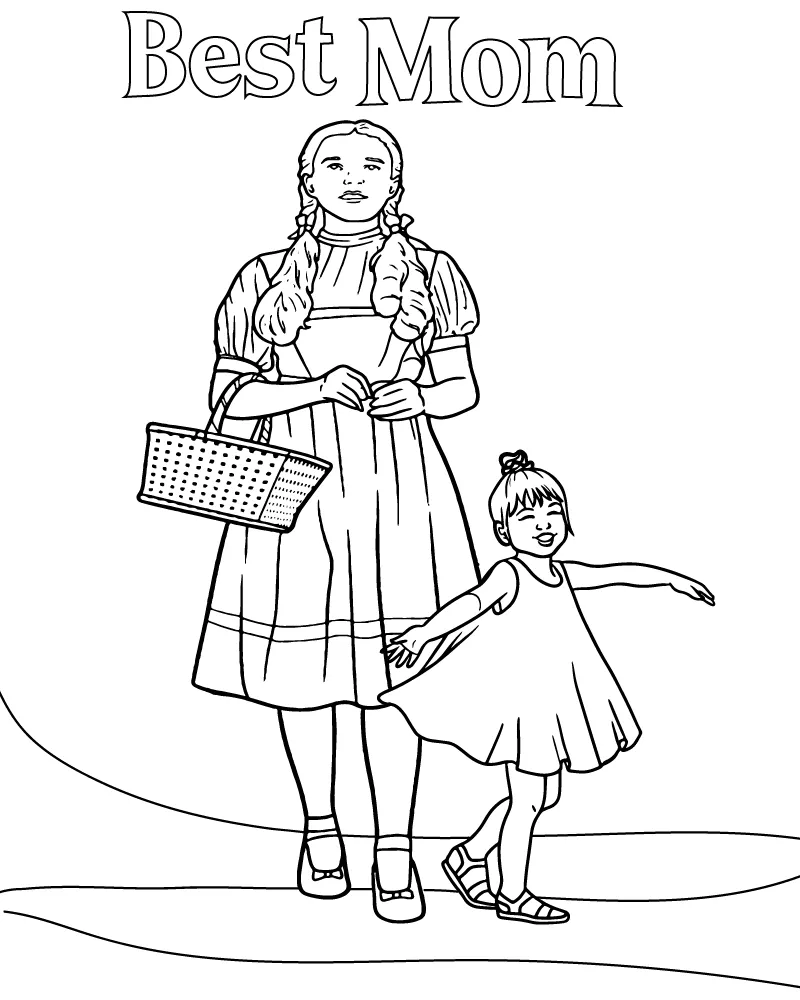 Mom and Daughter Coloring Page