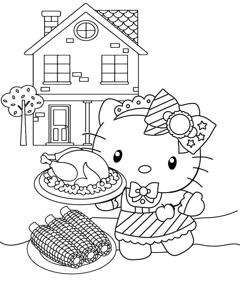 Hello Kitty Thanksgiving Coloring Pages Coloring Page