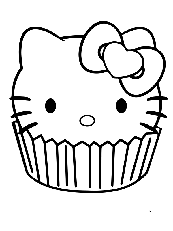 Cupcake with Kawaii Face Coloring Page - Free Printable Coloring Pages