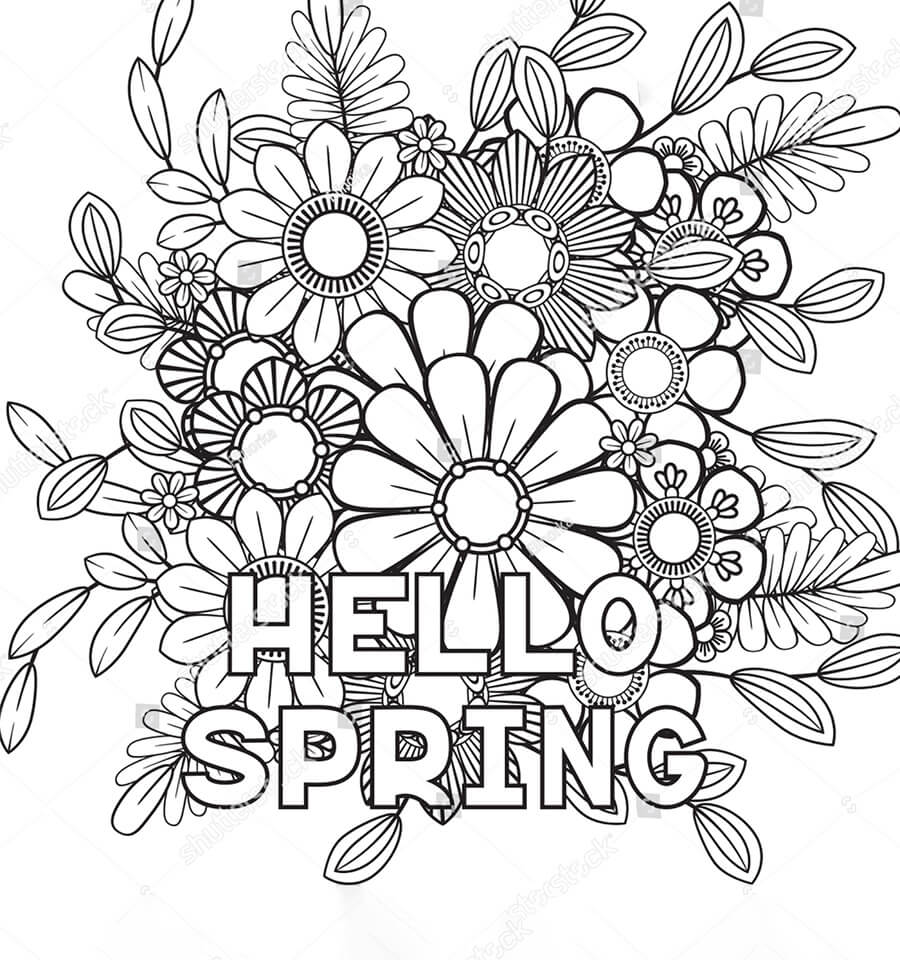 Hello Spring 20 Coloring Page   Free Printable Coloring Pages for Kids