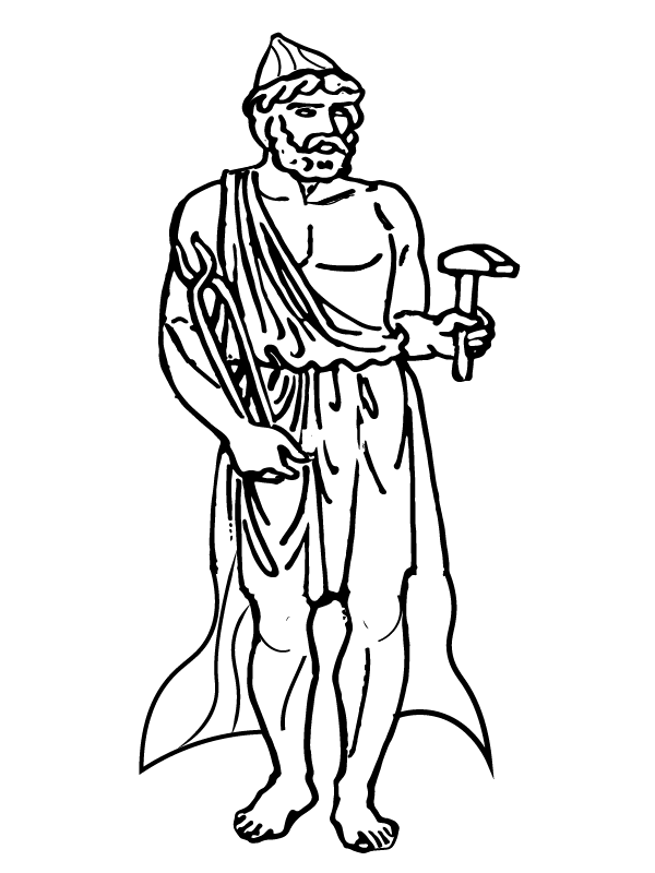 Hephaestus Greek God Forging Coloring Page - Free Printable Coloring ...