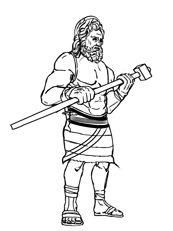 Hephaestus Holding Long Hammer