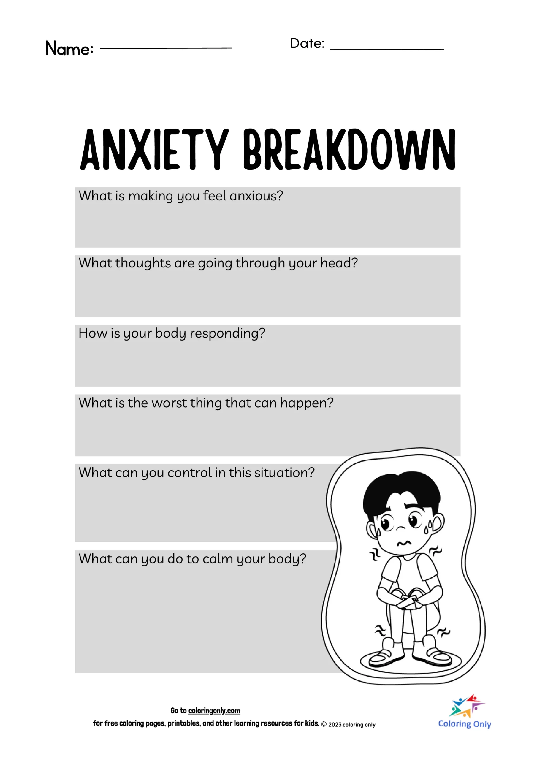 Anxiety Break Down - Coloring Pages