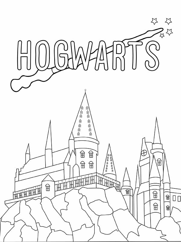 Hogwarts Castle doodle art print from the Harry Potter adventures   drawinside