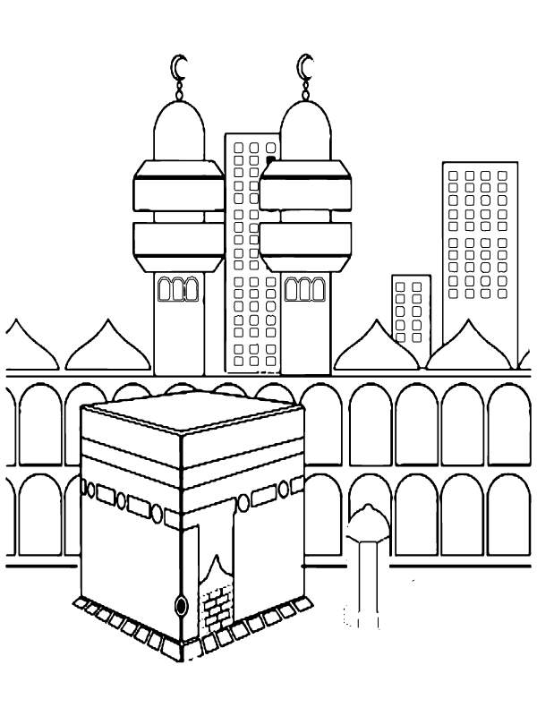 Kaaba Outline Coloring Page Sketch Coloring Page