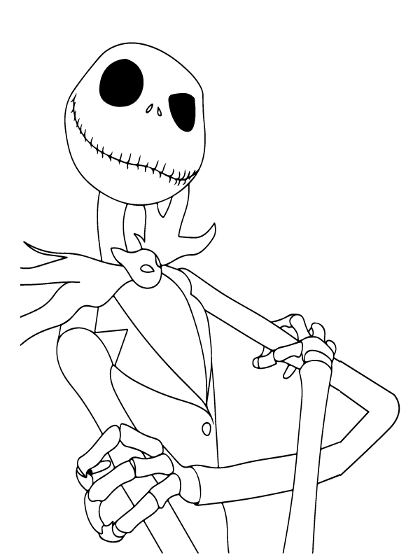 Jack Skellington Waiting Coloring Page - Free Printable Coloring Pages ...