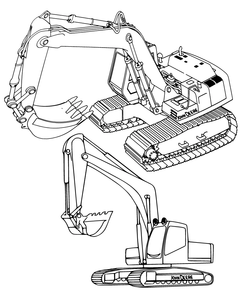 John Deere Cxcavator Coloring Page