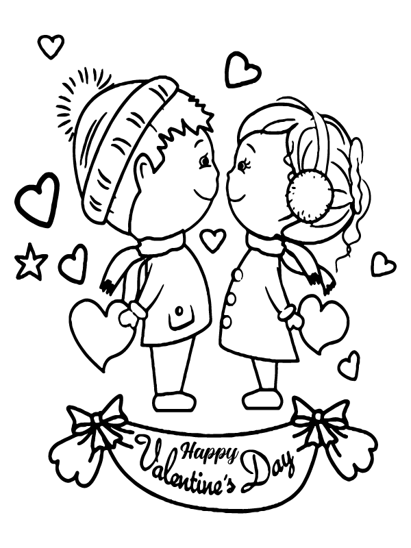 Valentine's Day Cute Cats Coloring Page - Free Printable Coloring Pages ...