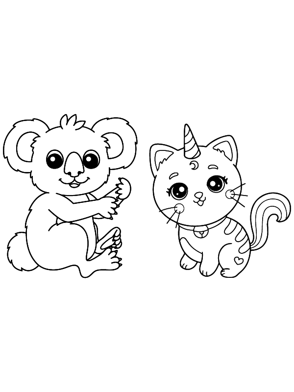 Koala Animal and Cute Unicorn Cat